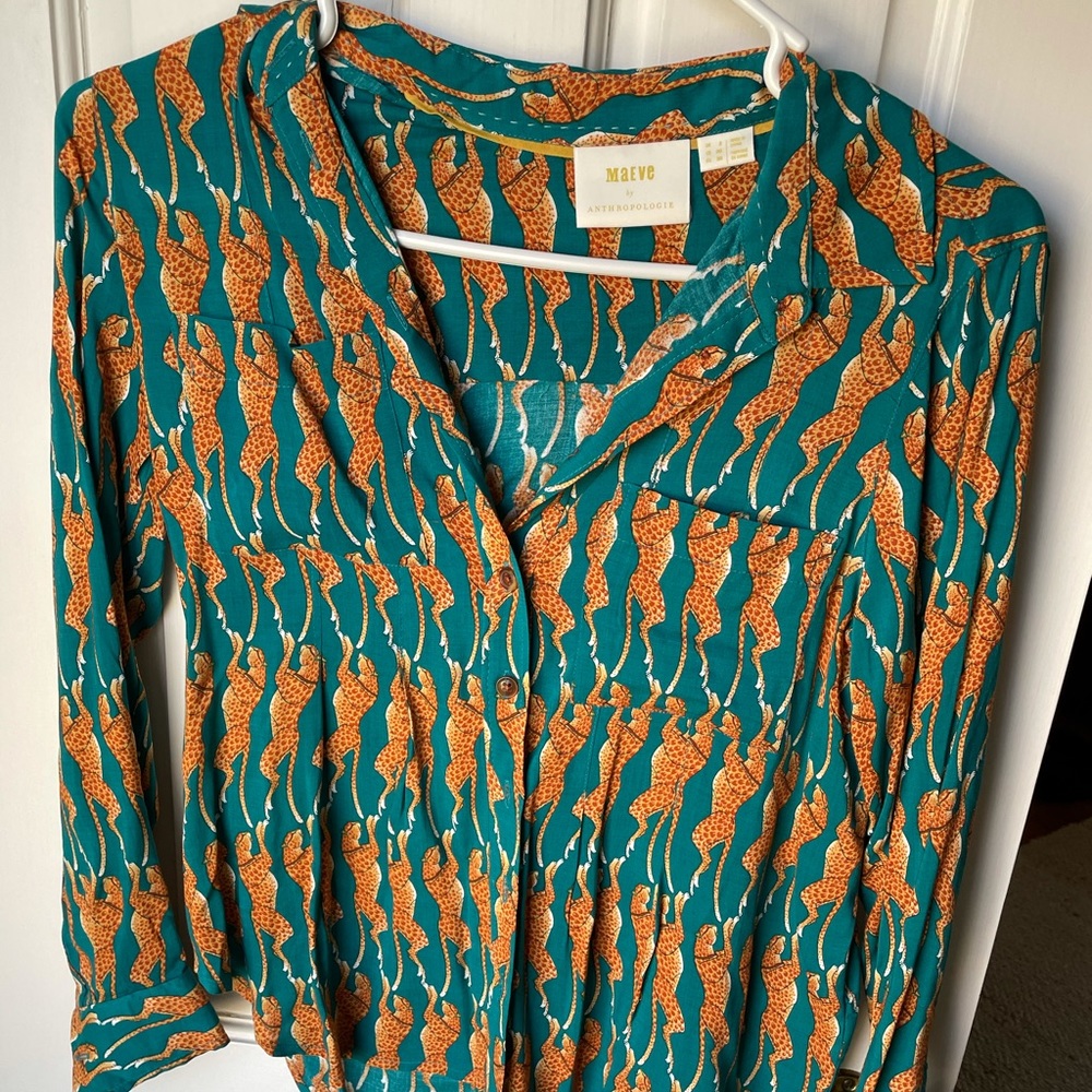Maev Whimsy Turquoise Buttondown